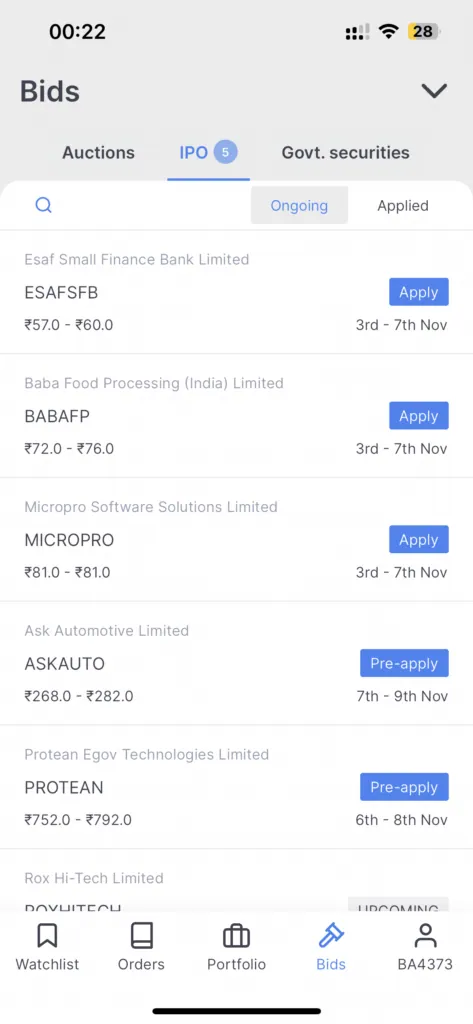 How to apply ipo in employee category